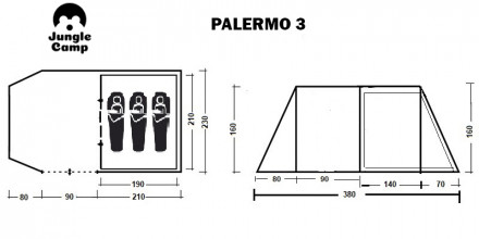 Кемпинговая палатка &quot;Palermo 3&quot; трехместная